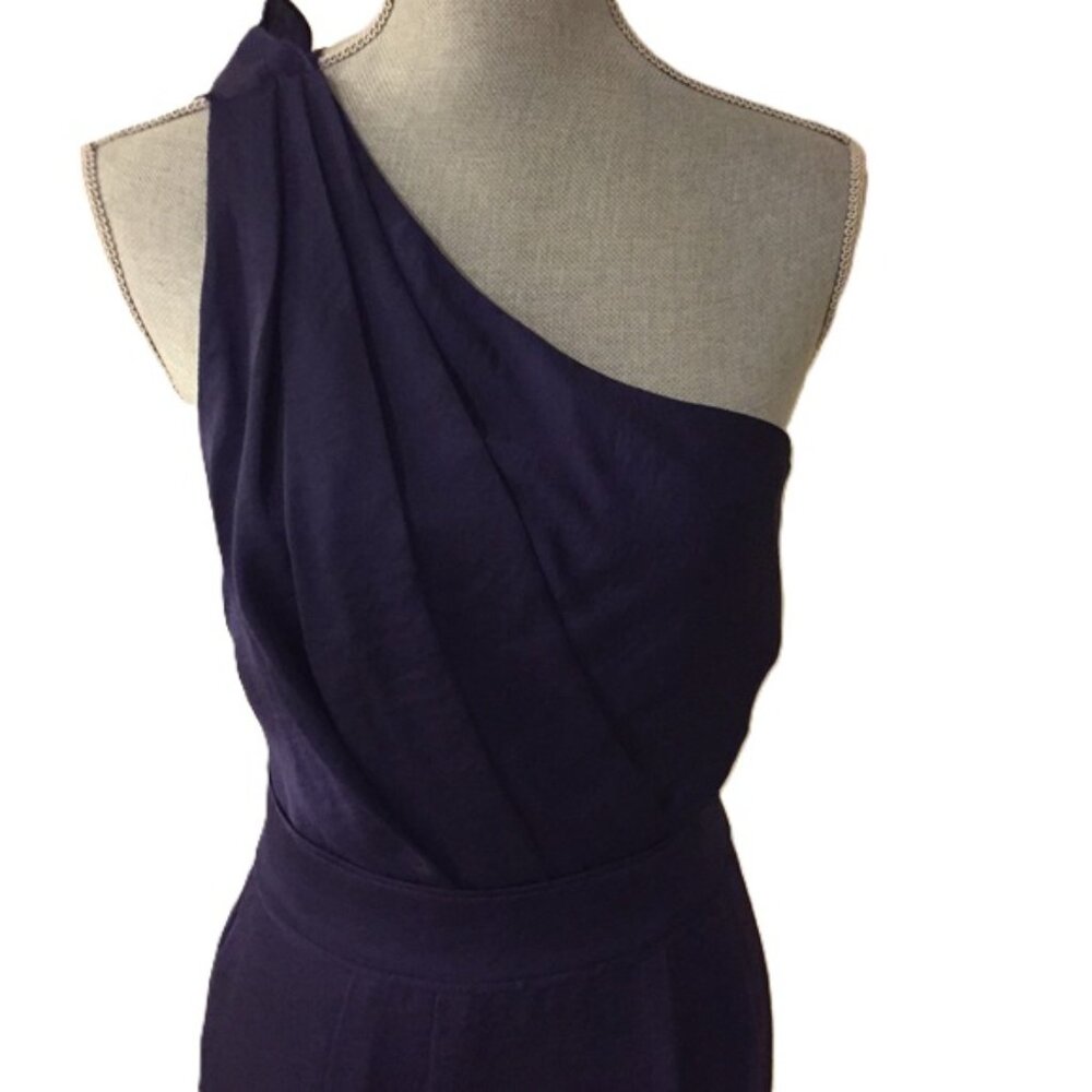 BCBGeneration Midnight Blue One Shoulder Dress w/Two Back Ruffle Straps 10 NWT - Picture 2 of 8